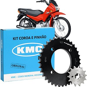 Kit Coroa Pinhão Pop 100 2007 a 2015 Aço 1045 KMC PRO