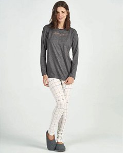 Pijama Manga Longa Com Legging Gradeado