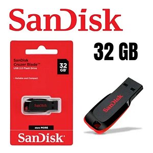 Pendrive Sandisk Cruzer Blade 32gb 2.0 Preto Original Lacrado