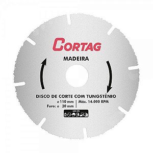 CORTAG DISCO CORTE TUNGSTENIO P/MADEIRA 110MM X 20MM