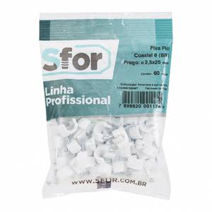 SFOR FIXA FIO COAXIAL N°8 BRANCO C/100