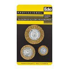 EDA ESCOVA DE ACO REDONDA 1/4" C/3 PECAS (7GJ)