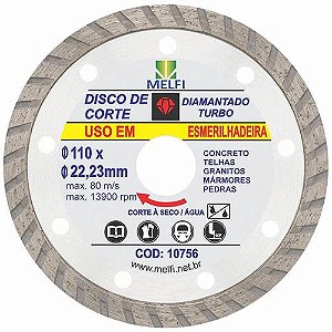 MELFI DISCO DIAMANTADO TURBO 110 X 22MM (10756)
