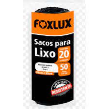 FOXLUX SACO LIXO 050LT 63X80CM PT C/20PCS ROLO