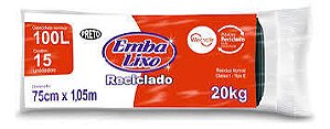 EMBALIXO SACO LIXO RECICLADO 100 LITROS PRETO C/15 SACOS*