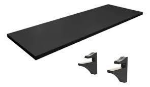 BRASFORMA KIT PRATELEIRA MDP 90X25 PRETA C/SUPORTE PLASTICO