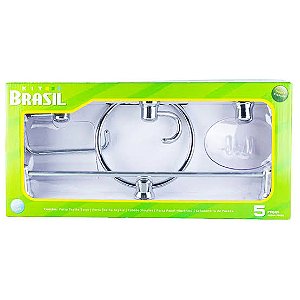 FOX BRASIL KIT P/BANHEIRO 5 PECAS RIO CROMADO ACRILICO CRISTAL