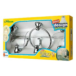 FOX BRASIL KIT P/BANHEIRO 5 PECAS MILANO CROMADO ACRILICO CRISTAL