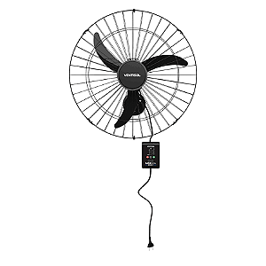 VENTISOL VENTILADOR PAREDE MAX C/CONTROL 3PAS 60CM PREMIUM PRETO BIVOLT