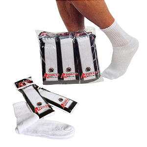 01 Par Meia Esportiva Masculina Grossas Cano Alto Longo Atoalhada Em Algodão