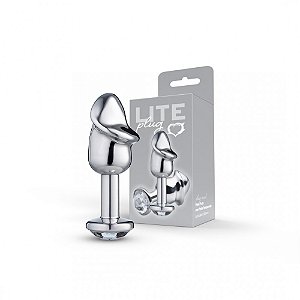 Plug Anal Pênis Prata Com Pedra Transparente