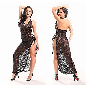 Vestido Rendado Preto