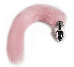Plug Anal Rabo de Raposa Rosa Tamanho M