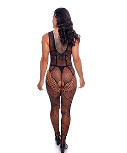 Macacão Arrastão Ramona Cores: Preto, Vermelho e Branco