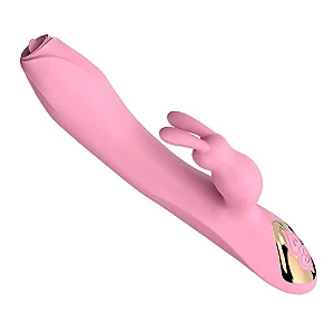 Vibrador De Ponto G e Clitóris Com Coelhinho E Mini Lingua