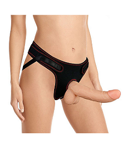 Strap On Cinta de Luxo Com Prótese Com Curva 21,5 x 4,5 cm