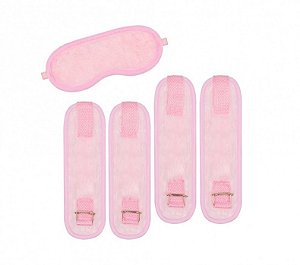 KIT BONDAGE COM AMARRAS E VENDA DE PELÚCIA COR ROSA
