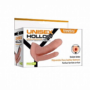 Unissex Hollow Double Penetrator Capa Peniana Dupla Em Formato de Penis Com Cinta Ajustável