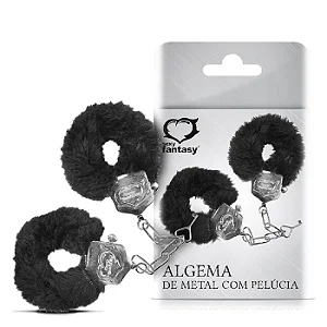 Algema Em Metal Com Pelúcia Preta - Sexy Fantasy
