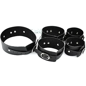 Kit Coleira Algema E Tornozeleiras Com Corrente 1.20M - Dominatrixxx
