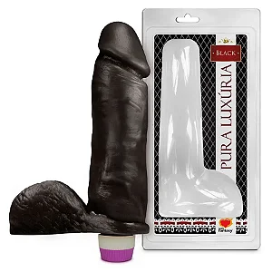 Prótese Pura Luxúria Realístico com Escroto e Vibro 19 x 5 cm