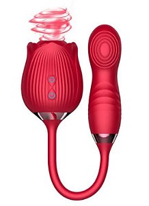 Vibrador de Ponto G e Clitóris com Pulsação e Dedilhar / Vem cá - Formato de Rosa