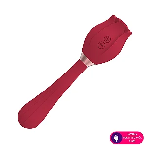 Estimulador Clitoriano Duplo Em Formato De Rosa