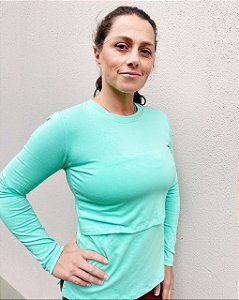 Blusa amamentação anti pilling manga longa verde