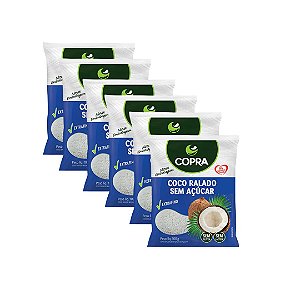 6uni Coco Ralado Fino Puro sem Açúcar 100gr - Copra