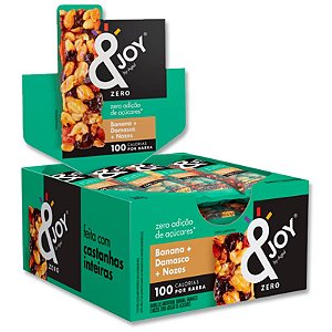 Barra Zero Açúcar Banana + Damasco e Nozes display 12uni de 25g - &Joy