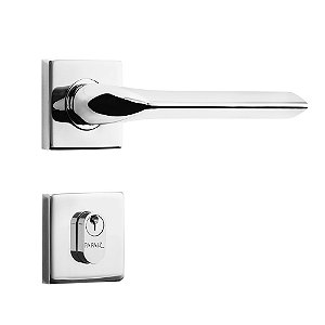 Fechadura de Inox para Porta de Entrada Cromada 55mm com Roseta MI680 Inoxvita Papaiz