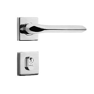 Fechadura de Inox para Porta de Entrada Cromo Acetinado 55mm com Roseta MI680 Inoxvita Papaiz