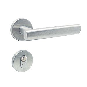 Fechadura de Inox para Porta de Entrada Cromo Acetinado 55mm com Roseta MI910 Turim Papaiz