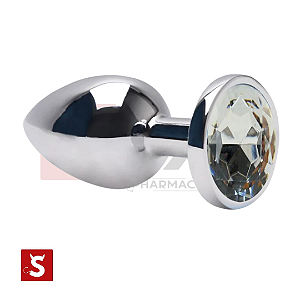 Plug Anal Cônico com cristal arredondado Transparente - G