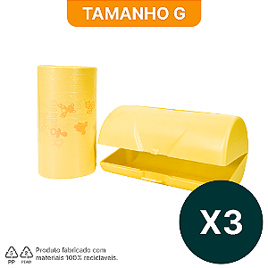 Kit 03 Rolos com 200 sacos plásticos aromatizados HomeBag Baby + 03 Suportes dispensadores G