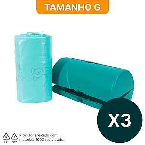 Kit 03 Rolos com 200 sacos plásticos aromatizados HomeBag Pets + 03 Suportes dispensadores G