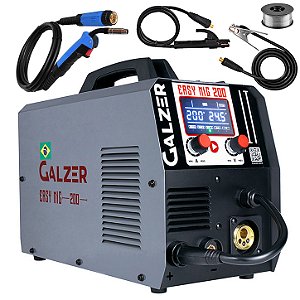 Inversor de Solda Mig Galzer Easy Mig200 220v Tig Mma com Tocha com Arame 1kg sem Gás Kk2
