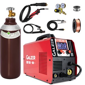 Inversor Solda Mig Galzer Easy Mig 200 220v Clindro 1mt Arame 5kg e Arame 1kg sem Gás Ly7