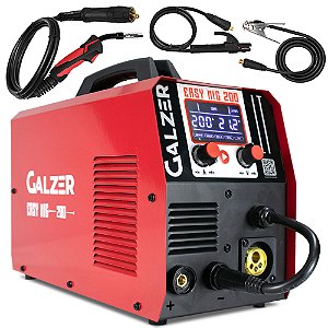 Máquina de Solda Mig Tig Mma Galzer Easy Mig 200a 220v Monofásica com Tocha Gz4