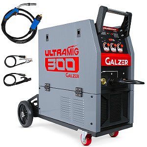 Máquina de Solda Mig Tig Mma Galzer Ultra Mig 300a 220v Monofásica com Tocha Mig Gz5