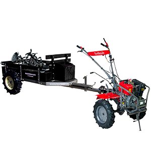 Motocultivador a Diesel Branco BTTD10.0E-1500 P. Elétrica 406cc 10,6hp 6 Marchas com Carreta Maquinafort Brutus 600t Traçada Tt1