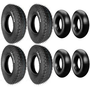 Quatro Pneu Universal Boartyre 4.00-8 70km/h 400kg 6 Lonas e Câmaras 4vp