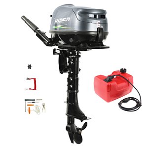 Motor de Popa Hidea 6Hes 6hp 139cc 4t Marchas Frente Neutro e Ré Partida Elétrica com Bateria e Carregador H6p