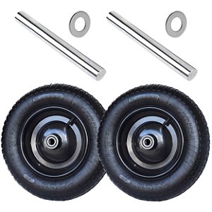 Par Rodas Completas 3.25-8 com Pneus, Câmaras, Rolamentos e Eixos em Aço 30cm para Carrinho de Transporte Xc2