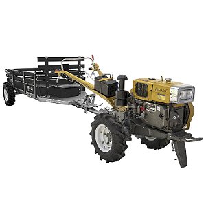 Microtrator a Diesel Buffalo BDFE-180 Sem Rotativa com Carretinha Traçada Fixa Maquinafort Impactus 508 Capacidade 1500kg Mr6