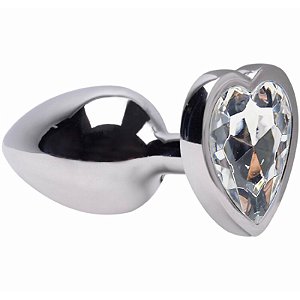 Plug Anal Coração cromado P - Transparente
