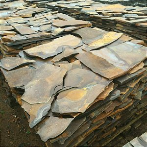 Pedra Ferro Mescla Marrom, Alaranjado e Preto Serrada 10x20 - Com