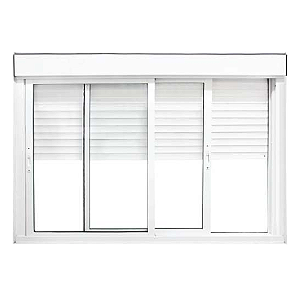 Janela Veneziana de Aluminio Branco Quatro Folhas integrada - Linha Quality