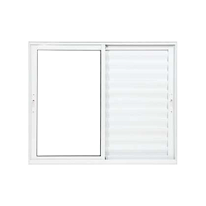 Janela de Aluminio Branco Veneziana três folhas com grade