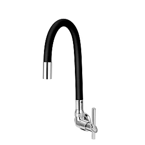 TORNEIRA GOURMET C61 FLEXÍVEL DE COZINHA PAREDE PRETA 1/4 DE VOLTA